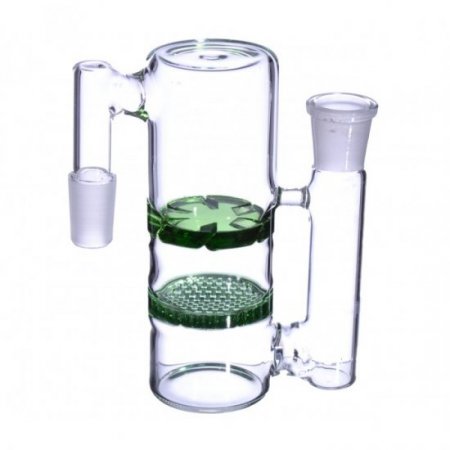 19MM Honeycomb Perc to Turbine Perc Glass Ashcatcher Green New