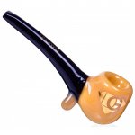 Diamond Glass - 6" Sherlock Glass Hand Pipe - Amber/Black New