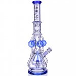 The Amazonian Trophy LOOKAH PLATINUM SERIES 19" SMOKING BONG WITH 4 CIRCULAR CHAMBER RECYCLER AND SPRINKLER MUSHROOM PERC Sky Blue New