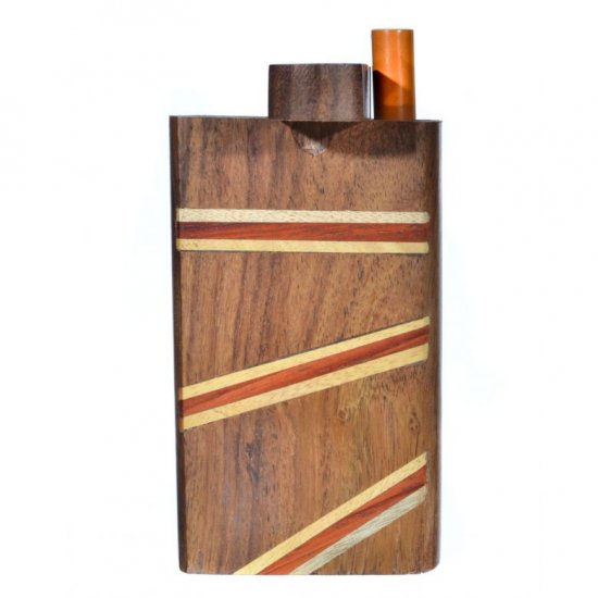 Fancy Wooden Dugout One Hitter Box Dark Brown Striped New