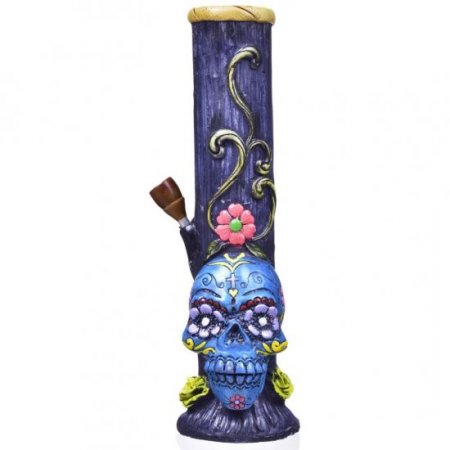 Sugar Skull 12" Hand Crafted Wooden Bong New