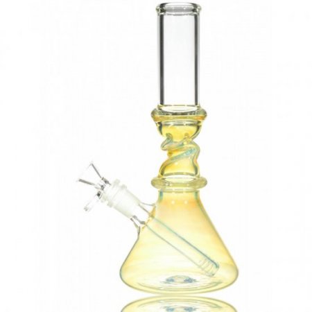 10.5" Twisted 24KT Gold Color Changing Bong Beaker Bottom Bong New