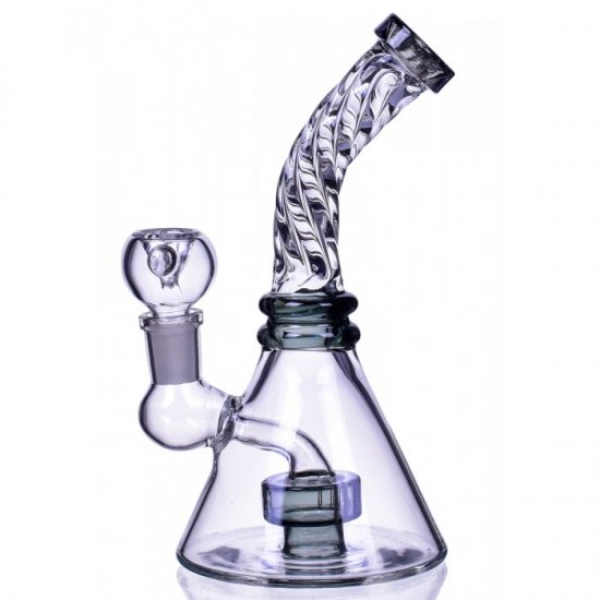 The Cyclone 7\" Twisted Neck Matrix Beaker Bong Water Pipe Ash Black New