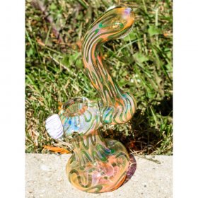 The Magnificent 8" Golden Fumed Swirled Bubbler New