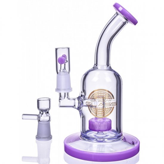 The Attraction 7\" Titled Showerhead Perc Bong/Dab Rig Purple New
