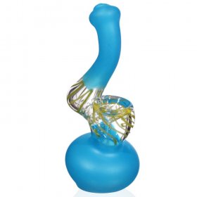 6" Mini Frosted Bubbler Pipe Blue New