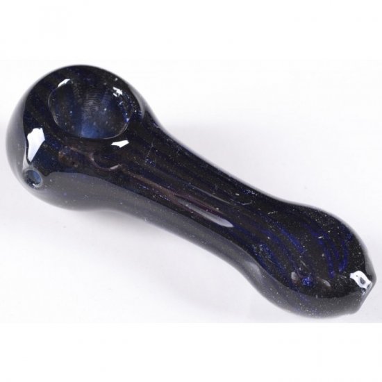 3.5\" Zebra Designed Glass Spoon Hand Pipe - Deep Blue New