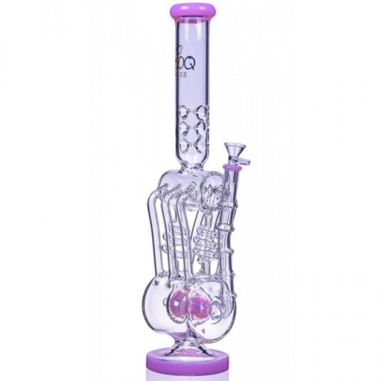 6 Speed SMOQ Glass 19\" 6-Arm Coil Recycler Bong Pink New