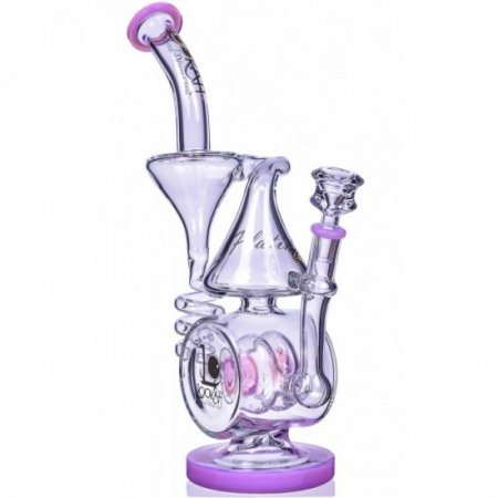 Smoke Artillery Lookah 13" BARREL SPIRAL CONE RECYCLE BENT NECK GLASS WATER PIPE Pink New