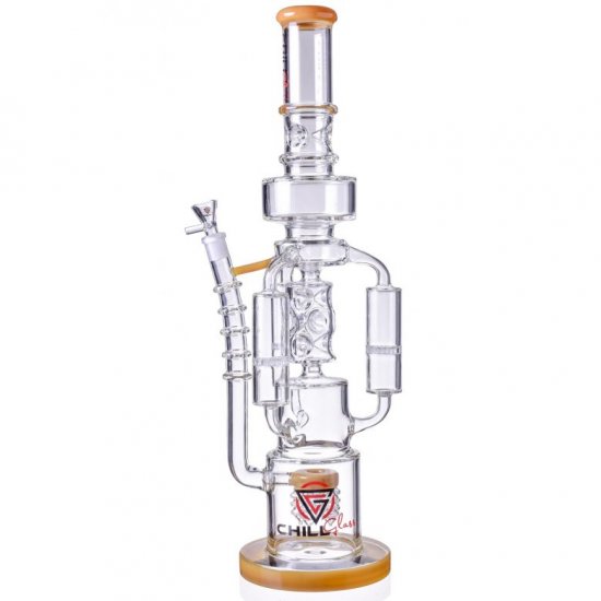 Chill Glass 20\" Triple Chamber Bong with Multi Perc Yellow New