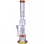 SMOKENATOR LOOKAH PLATINUM DESIGN SERIES BONG 20" PLATINUM DONUT RECYCLER BONG WITH SPIRAL PERCS Amber New