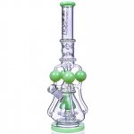 The Amazonian Trophy LOOKAH PLATINUM SERIES 19" SMOKING BONG WITH 4 CIRCULAR CHAMBER RECYCLER AND SPRINKLER MUSHROOM PERC Clear Green New