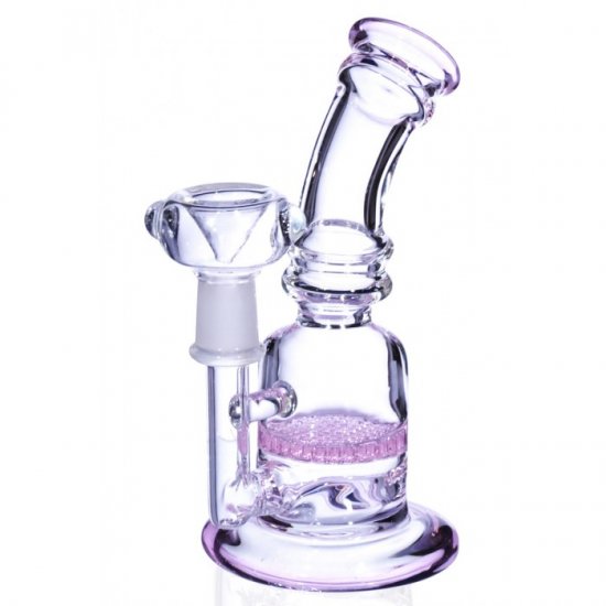 7\" Honeycomb Girly Bong With Dry Herb Bowl Baby Pink New