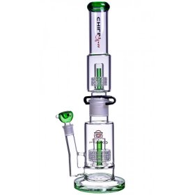 Chill Glass 19" Bong with Double Inline Matrix Perc Green New