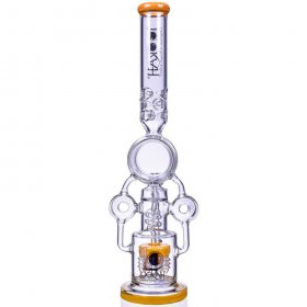 Lord Of Space Stone Lookah 21" Donut Recycler Domed Sprinkler Perc Bong Milky Amber New