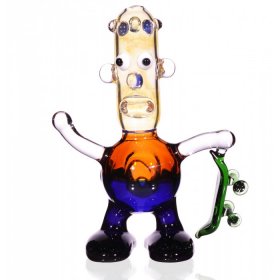 Bart The Skater Boi - 4 Translucent Green, Blue, Orange and Clear Skater Hand Pipe New