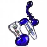 7" Double Chamber Glass Bubbler Blue New