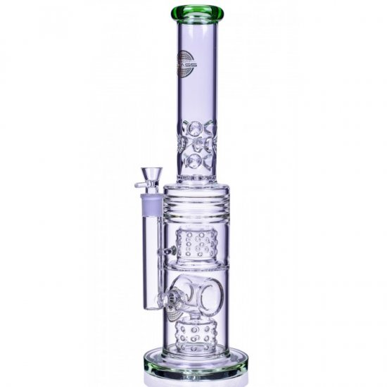 The Wicked Tower On Point Glass 18\" Straight Swiss to Donut Perc Bong Ice Green New