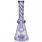 Mortal Smoke 8" Spiral Design Matrix Perc Beaker Bong Ash Black New