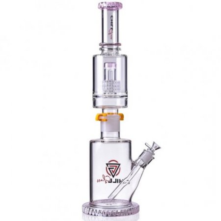 Chill Glass 20" Bong with Multi Percs with a Downstem and Bowl Pink New