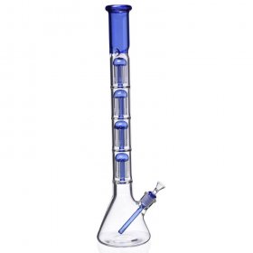 2 Foot Bong Quad Tree Perc Bong with A Matching Down Stem and A Bowl Blue New