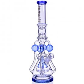 The Amazonian Trophy LOOKAH PLATINUM SERIES 19" SMOKING BONG WITH 4 CIRCULAR CHAMBER RECYCLER AND SPRINKLER MUSHROOM PERC Sky Blue New