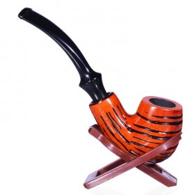 5.5" Italian Wooden Pipe High Polished Ridged New