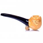 Diamond Glass - 6" Sherlock Glass Hand Pipe - Amber/Black New