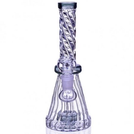 Mortal Smoke 8" Spiral Design Matrix Perc Beaker Bong Ash Black New