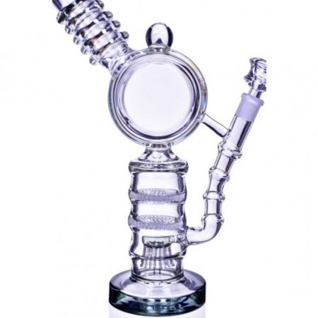 The Colosseum Lookah 15" Donut Recycler Honeycomb to Sprinkler Perc Bong Winter Green New
