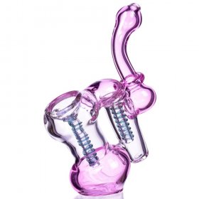 7" Girly Double Chamber Glass Bubbler Pink New