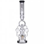 Smokenator Lookah Platinum Design Series Bong 20" Platinum Donut Recycler Bong With Spiral Percs Black Ice New