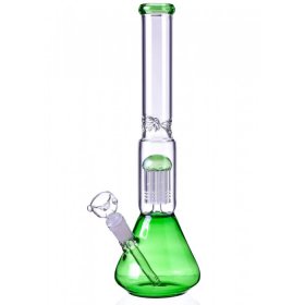 14" Beaker Base Bong with 8-Arm Tree Perc Water Pipe Green New