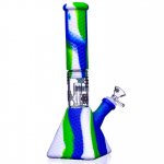 SMOKE PYRAMID 11" STRATUS PYRAMID SILICONE BONG WITH 19MM DOWN STEM AND 14MM BOWL GREENISH BLUE New