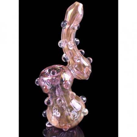 6" Golden Fumed Bubbler Pinkish Golden Tint New