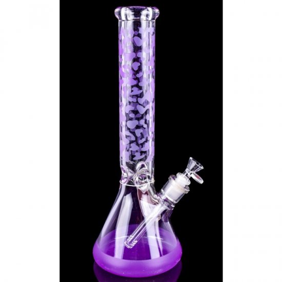 The Vibranium Chill Glass 15\" Thick UV Reactive Color Changing Beaker Base Bong Purple New