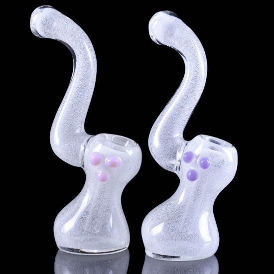 5\" Glow in the Dark Frosted White Girly Bubbler Girly Pink Or Purple Colored Beads New