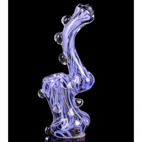 6\" SWIRLED BUBBLER WITH BEADS PURPLE New