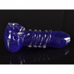 3.5" Wire Wrapped Glass Spoon Hand Pipe- Blue New