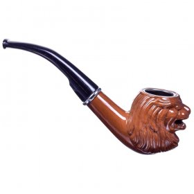 6" Churchwarden Bent End Pipe Carved Lion New