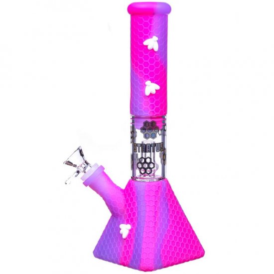 Smoke Pyramid 11\" Stratus Pyramid Pink Silicone Bong with 19mm Down Stem and 14mm Bowl New