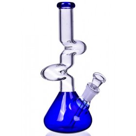 The Goliath Curved Neck Double Zong Bong Water Pipe Blue New