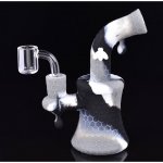 8" Glow In The Dark Bee On The Silicone Bong With 14mm Banger Black N White New