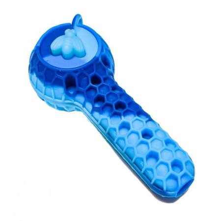 Stratus - 4" Silicone Hand Pipe 2 In 1 With Honey Dab Straw - Aqua Blue New