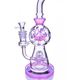 Smoke Propeller Dab Rig 12" Dual Spinning Propeller Perc To Swiss Faberge Egg Perc Pink New