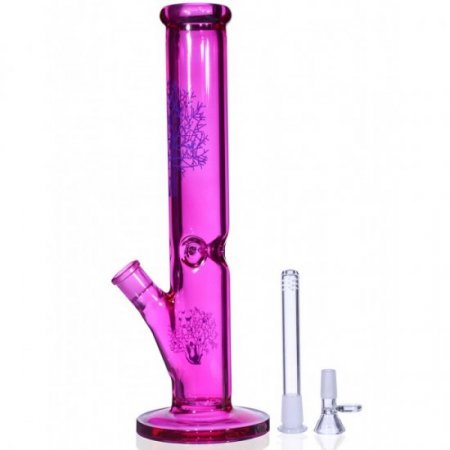 13.5" Cylinder Bong with Ice Catcher Extra Heavy Bong Girly Hot Pink Bong New