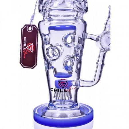 SmokeCup Trophy ChillGlass 13" Royalty Cone Sprinkler Perc Bong Blue New