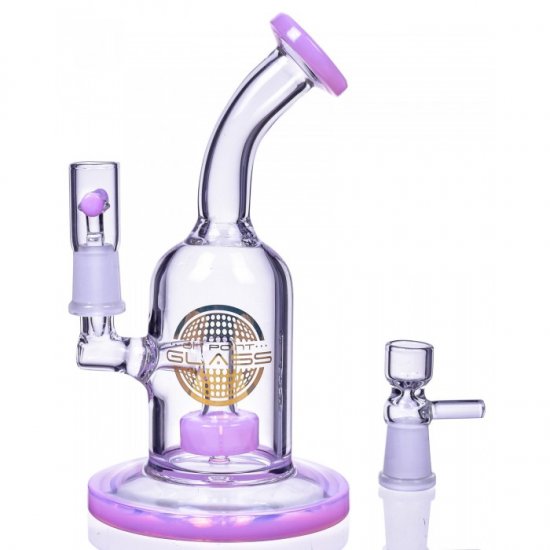 The Attraction 7\" Titled Showerdhead Perc Bong/Dab Rig Pink New