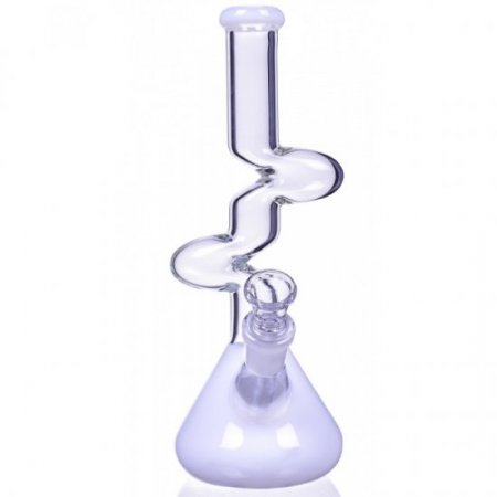 The Goliath Curved Neck Double Zong Bong Water Pipe Pearl White New