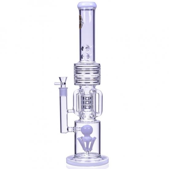 Smoke Runner On Point Glass 20\" 6 Arm w/ Sprinkler Perc Bong White New